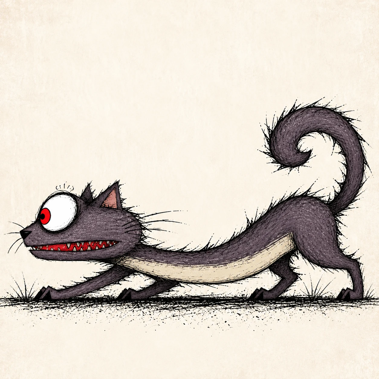 Skratch creeping out of the sketchbook to the left.